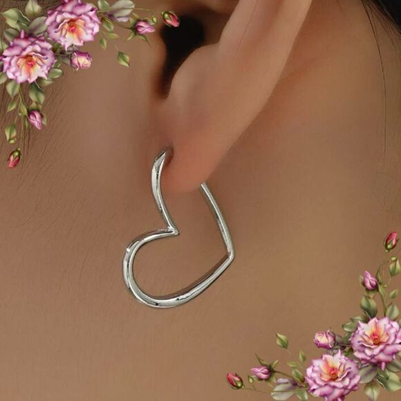 Heart Shaped Hoop Earrings - Picture 12 of 12